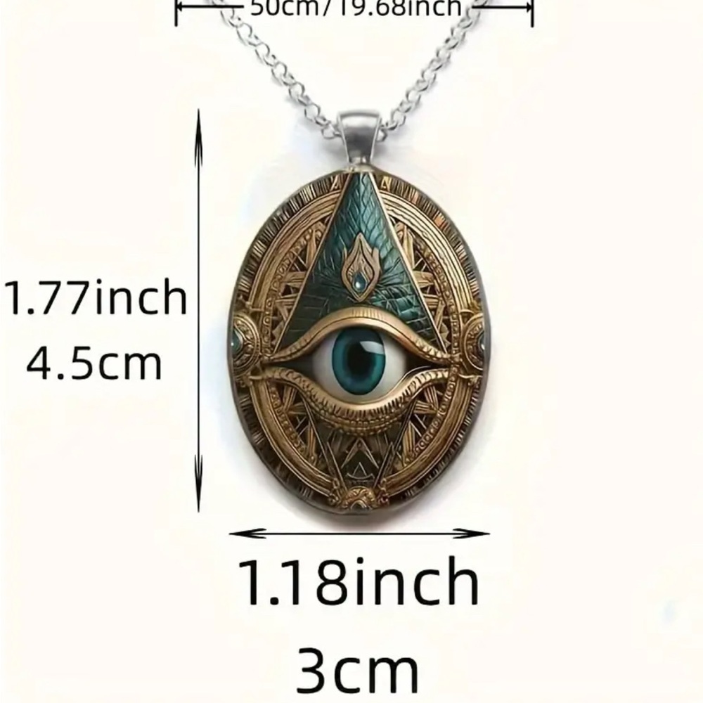 Elegant Eye Pattern Oval Class Necklace. - Picture 3 of 7